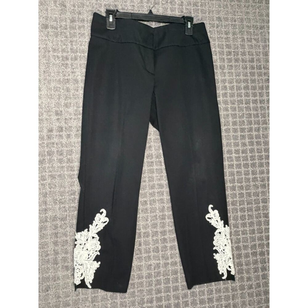 Alfani women's lace overlay slim leg size 8 Black cropped pants